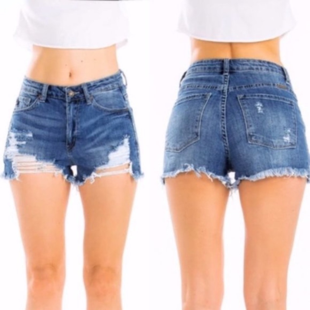 KANCAN Distressed Denim Shorts     - Picture 5 of 5